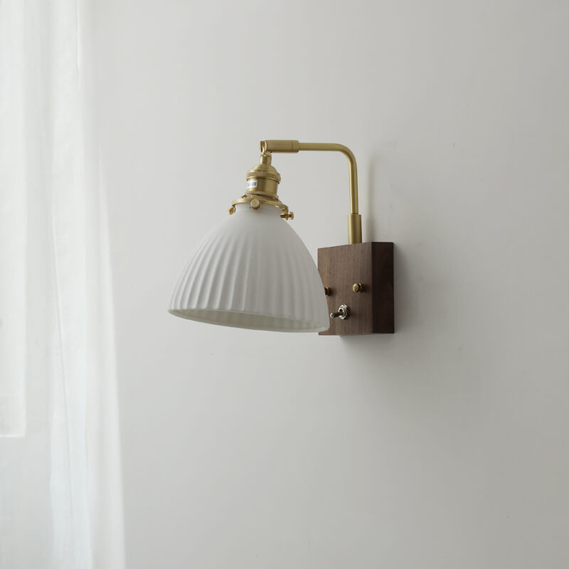 Walnut Ceramic Bell Wall Lamp