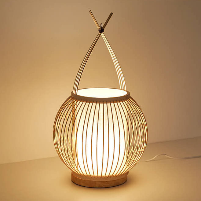 Bamboo Weaving Globe Table Lamp