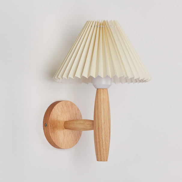 Wooden Pleated Umbrella Wall Lamp