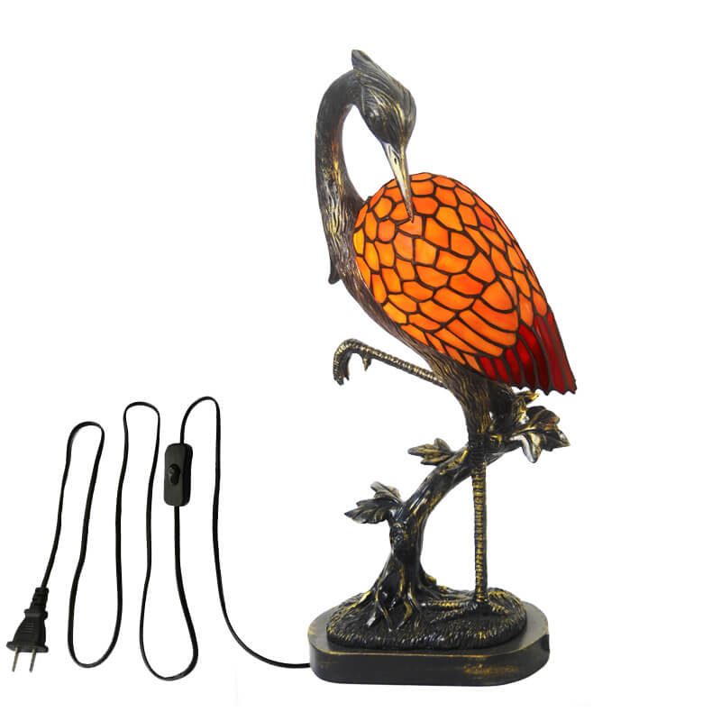 Crane Stained Glass Table Lamp