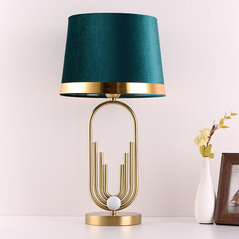 Fabric Gold Oval Ring Table Lamp