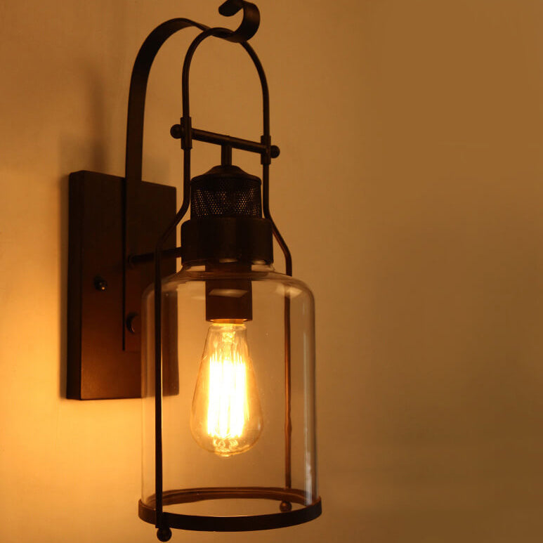Iron Glass Jar Wall Lamp