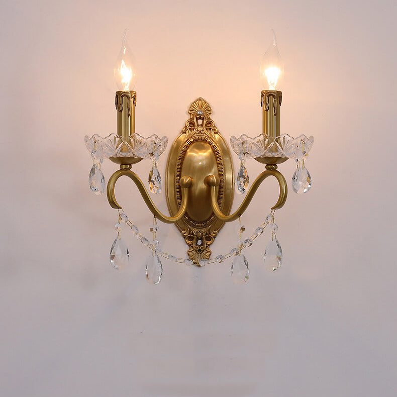Brass Crystal Candle 1/2 Wall Lamp