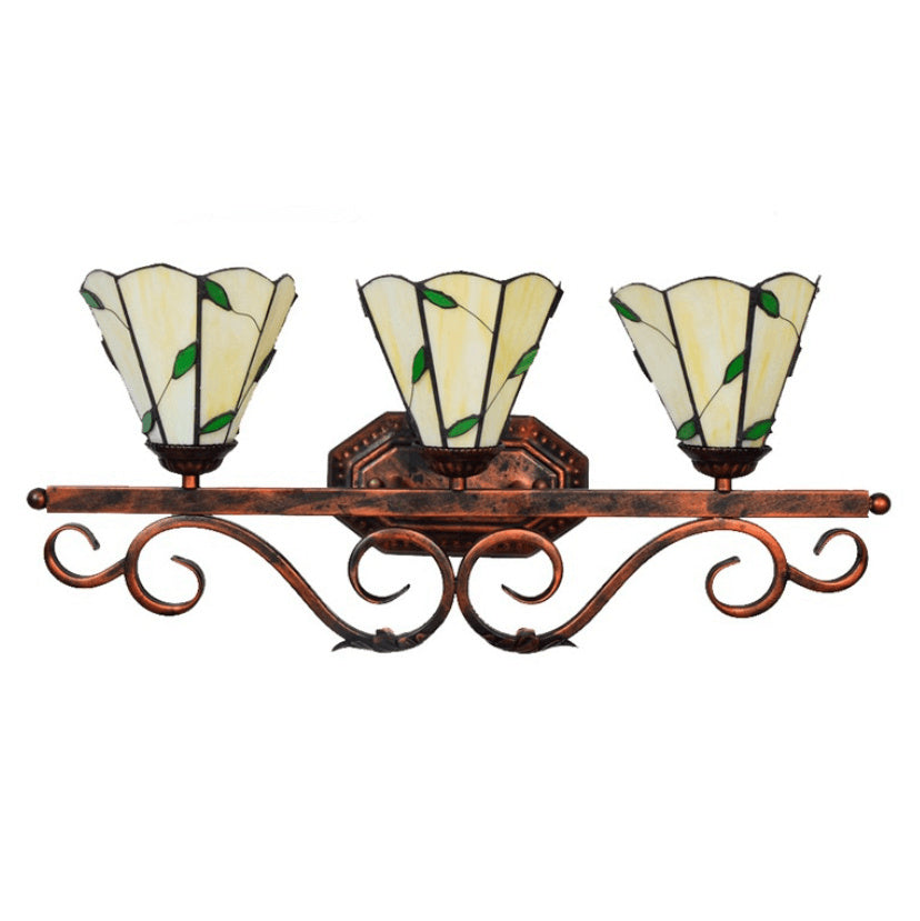 Leaf Stained Glass 3-Light Wall Lamp
