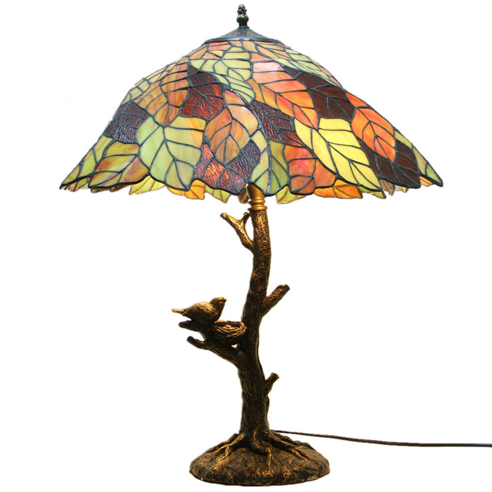 Leaf Stained Glass 2-Light Table Lamp