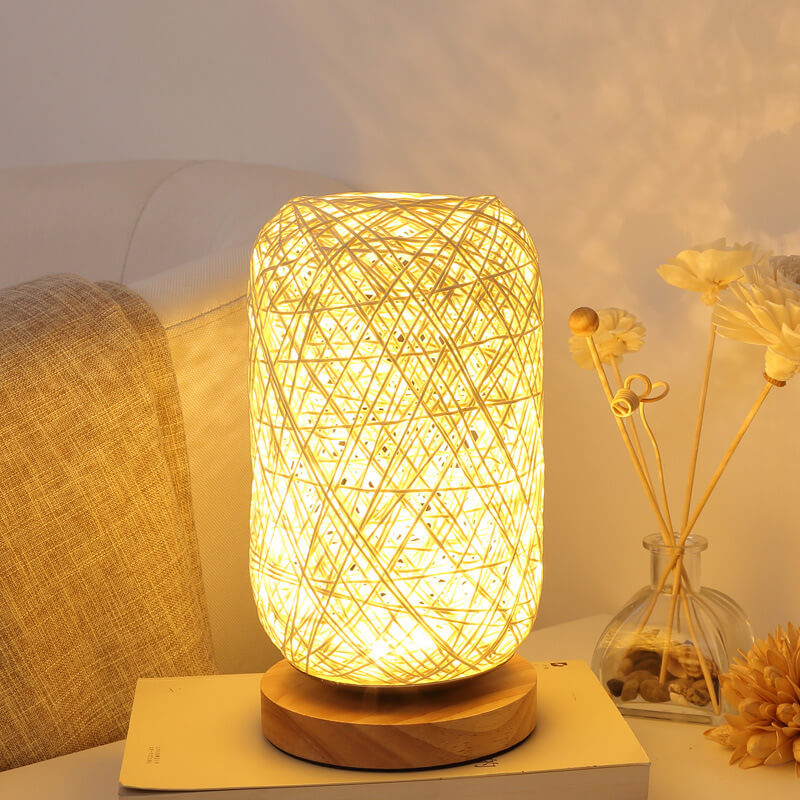 Twine Rattan Ball Decorative Table Lamp