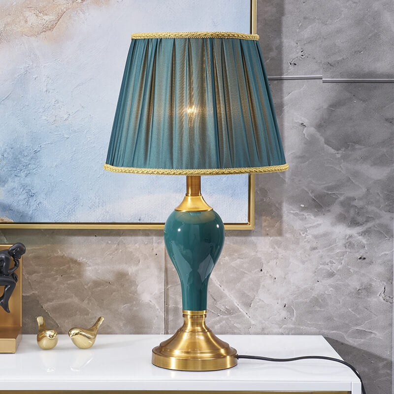 Fabric Waterdrop Ceramic Table Lamp