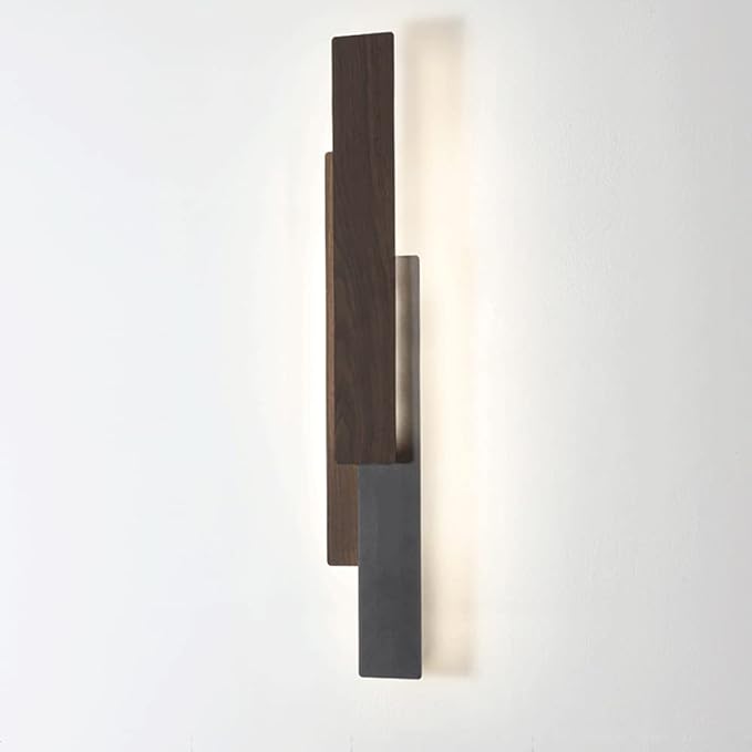 Wood Grain Geometric Rectangle Wall Lamp