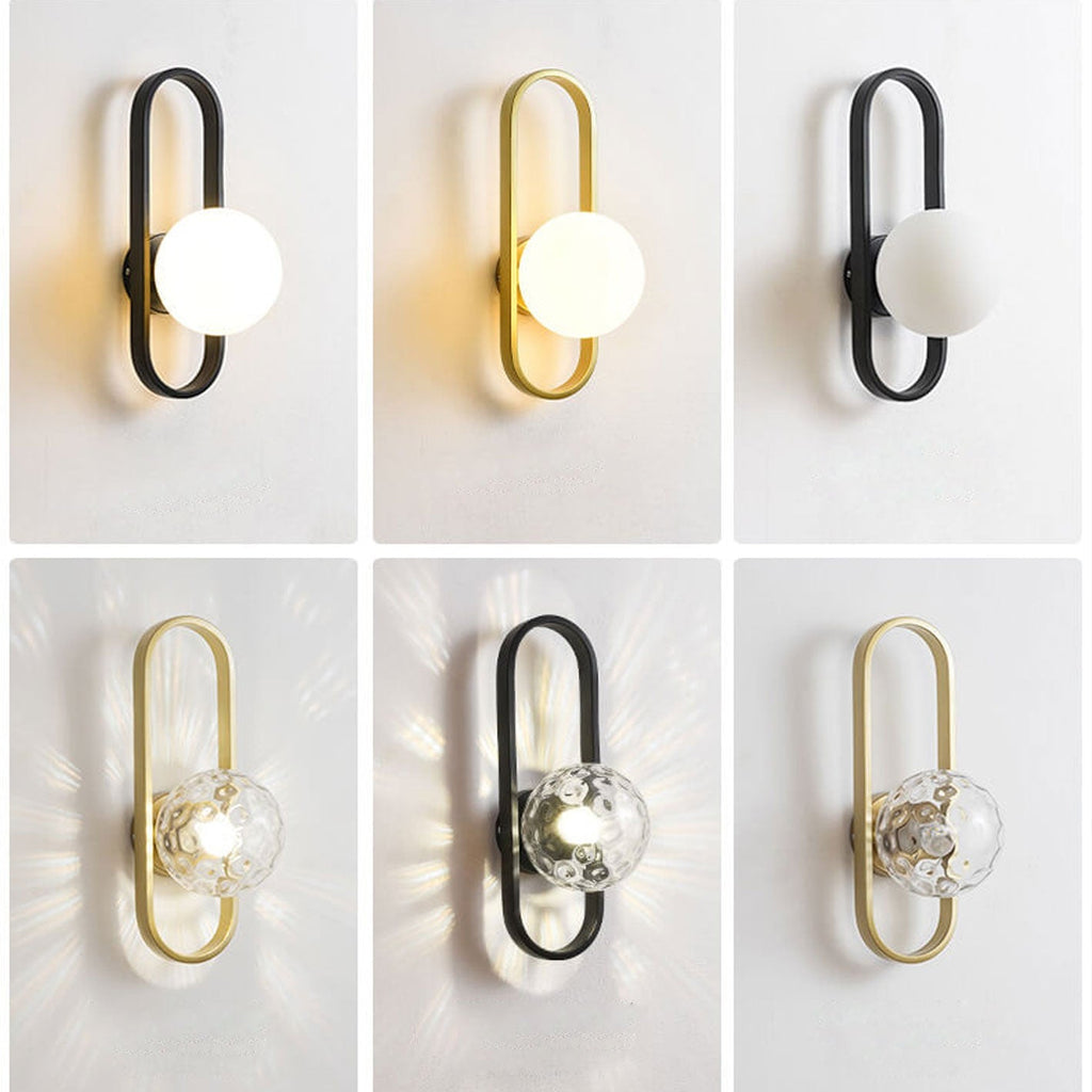 Oval Ring Iron Glass Wall Lamp