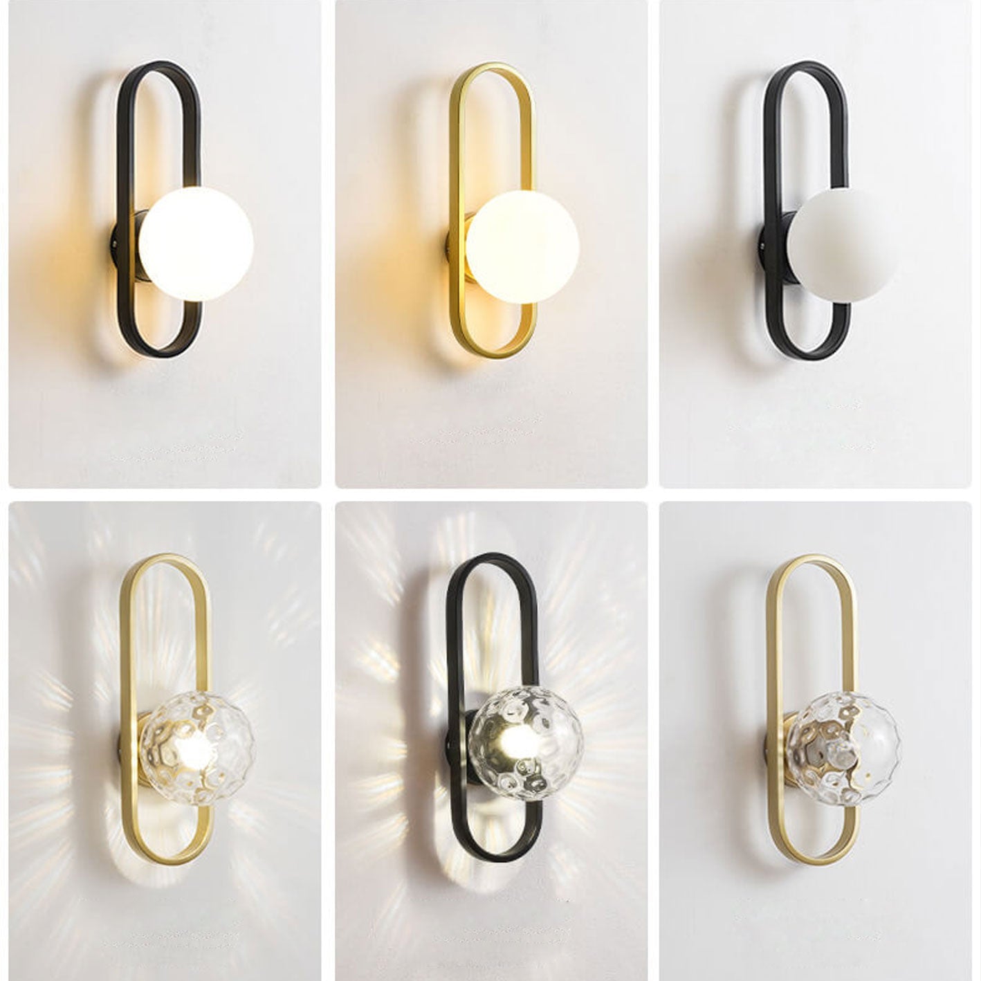 Oval Ring Iron Glass Wall Lamp