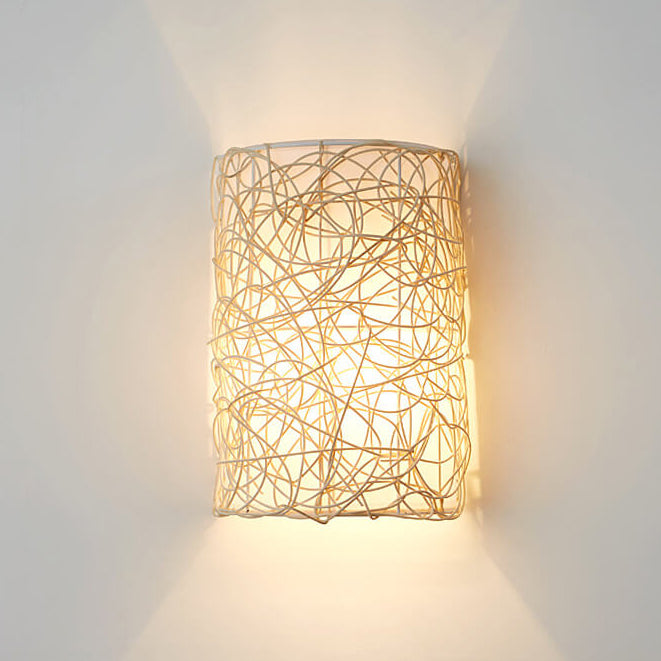Rattan Weaving Half-Cylinder Wall Lamp
