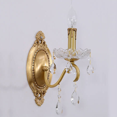 Brass Crystal Candle 1/2 Wall Lamp