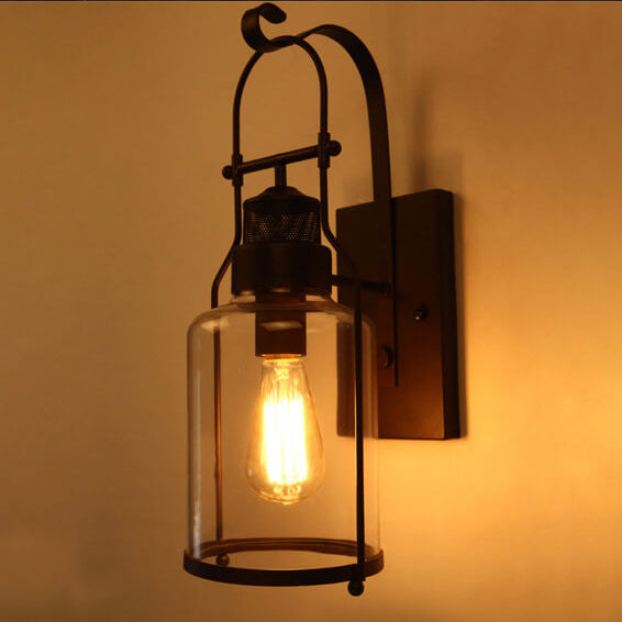 Iron Glass Jar Wall Lamp