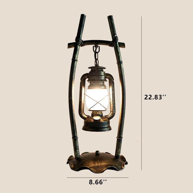 Antique Kerosene Iron Glass Table Lamp
