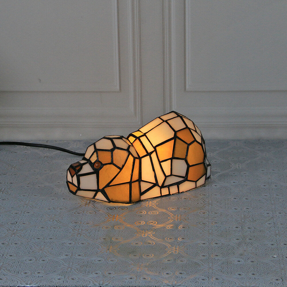 Cats Dogs Stained Glass Table Lamp
