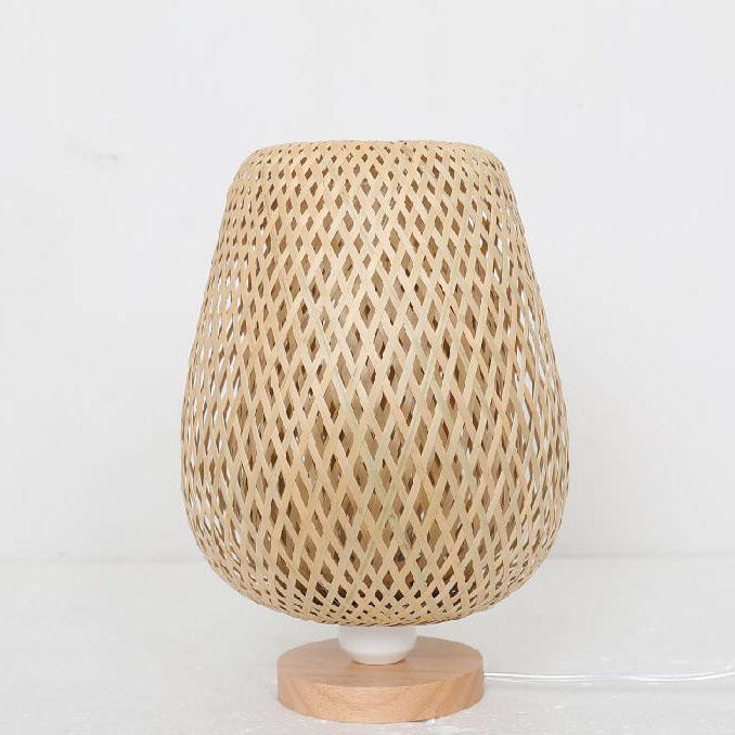 Bamboo Weaving Oval Table Lamp