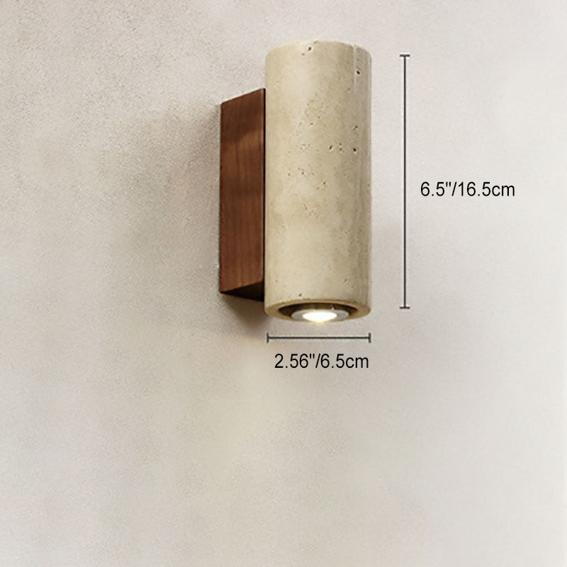 Round Square Yellow Travertine Wall Lamp