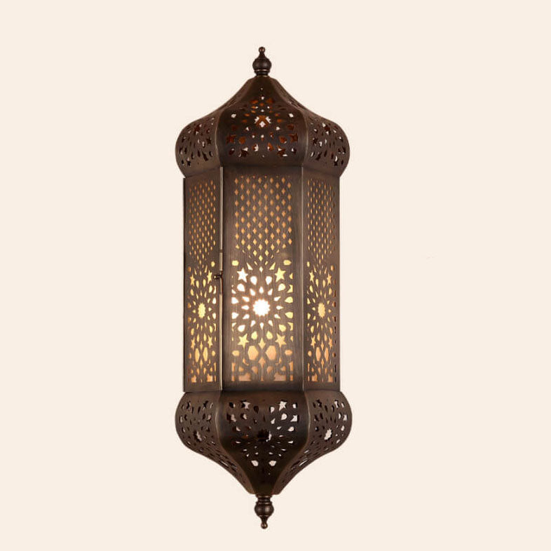 Hollowed Column Copper Moroccan Wall Lamp