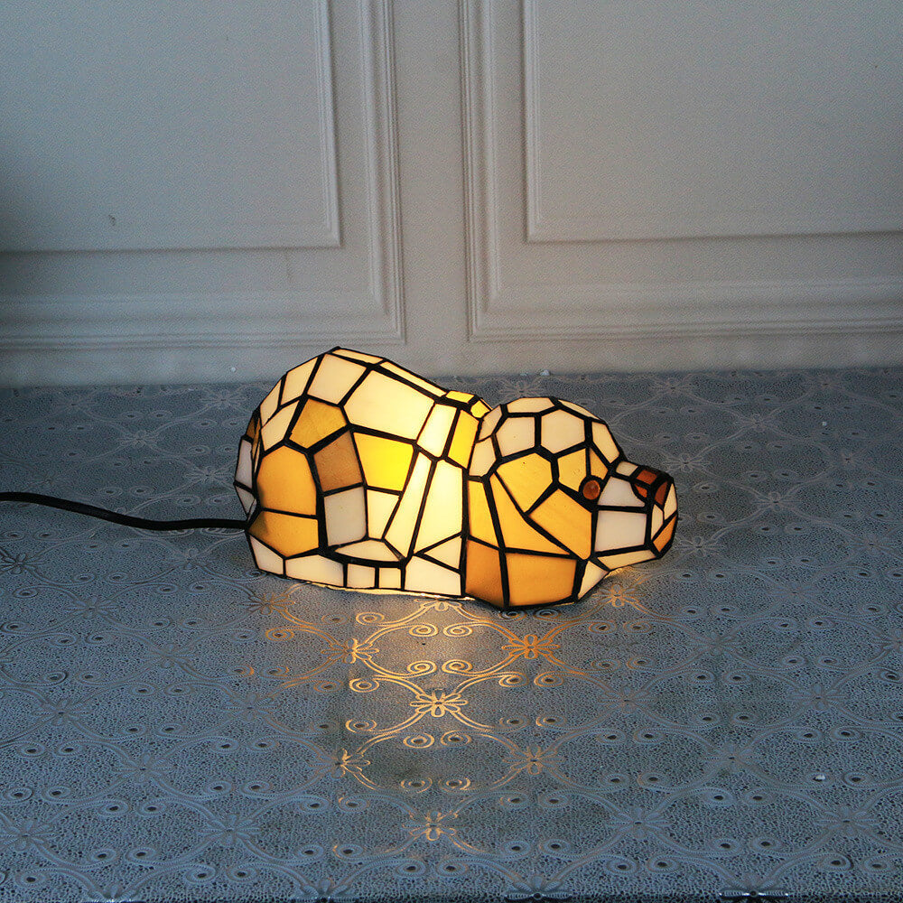 Cats Dogs Stained Glass Table Lamp