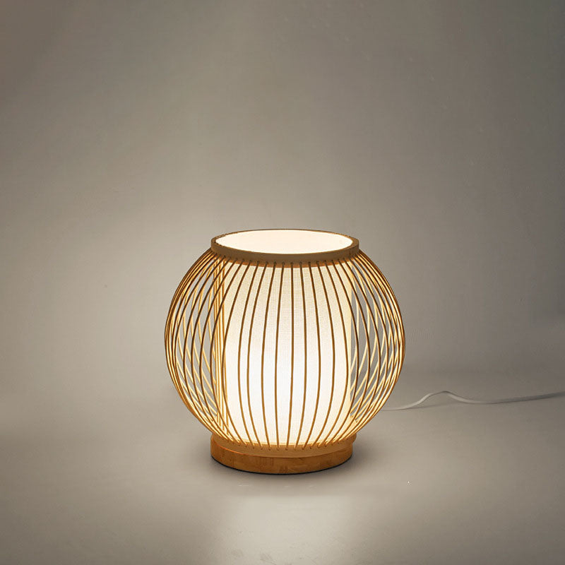 Bamboo Weaving Globe Table Lamp