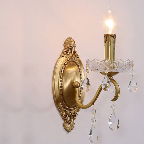 Brass Crystal Candle 1/2 Wall Lamp
