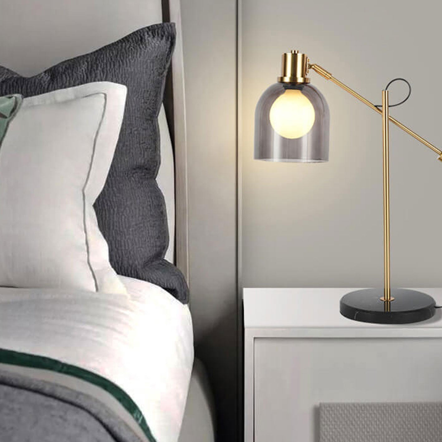Postmodern Smoke Gray Glass Table Lamp