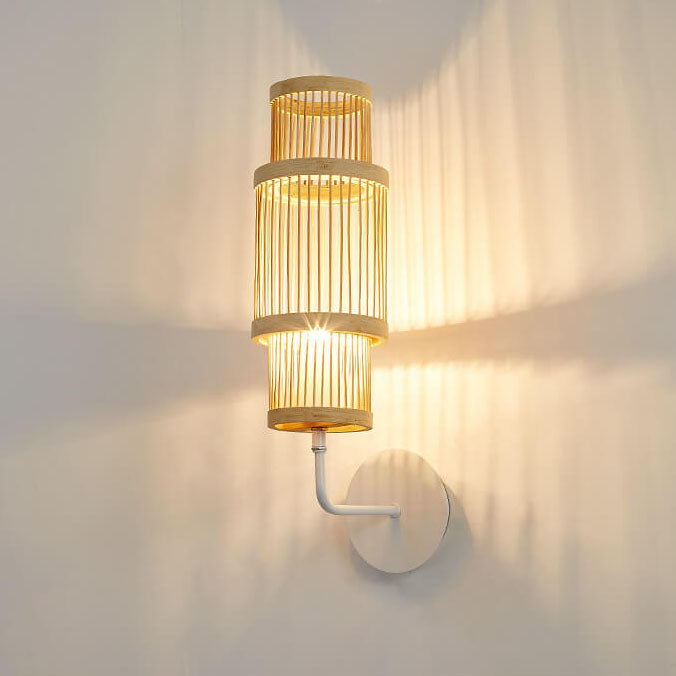 Bamboo Weaving Cylindrical Wall Lamp