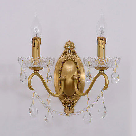 Brass Crystal Candle 1/2 Wall Lamp