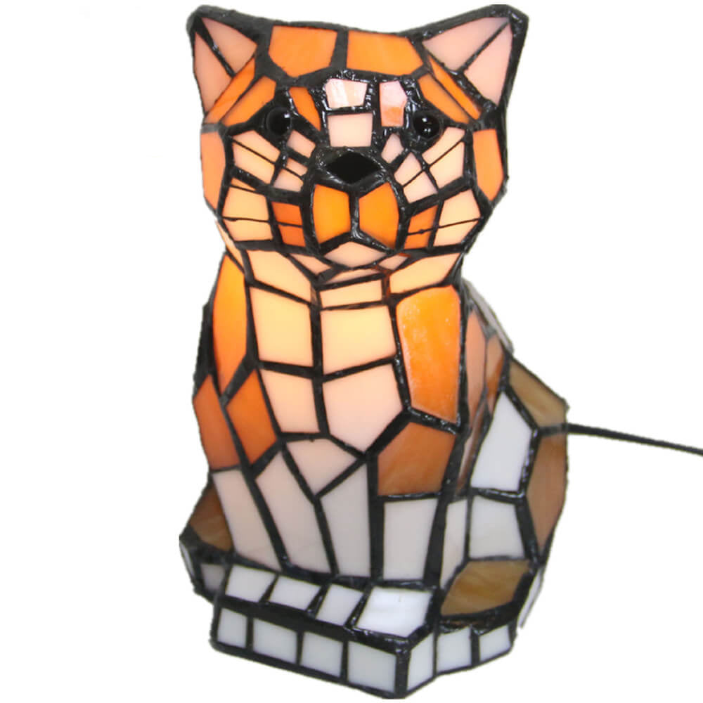 Cats Dogs Stained Glass Table Lamp