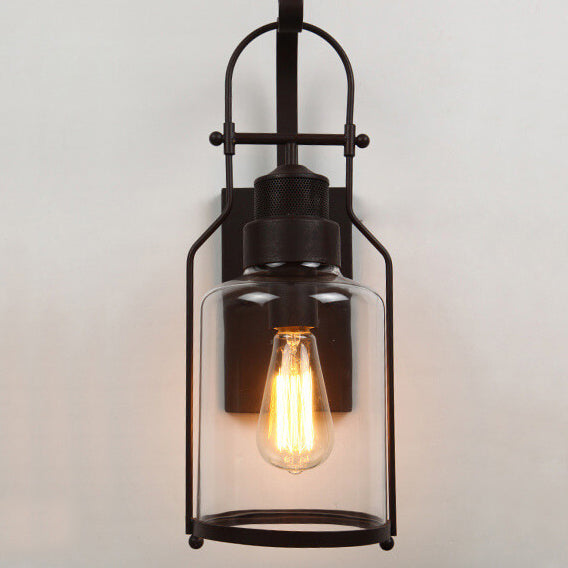 Iron Glass Jar Wall Lamp
