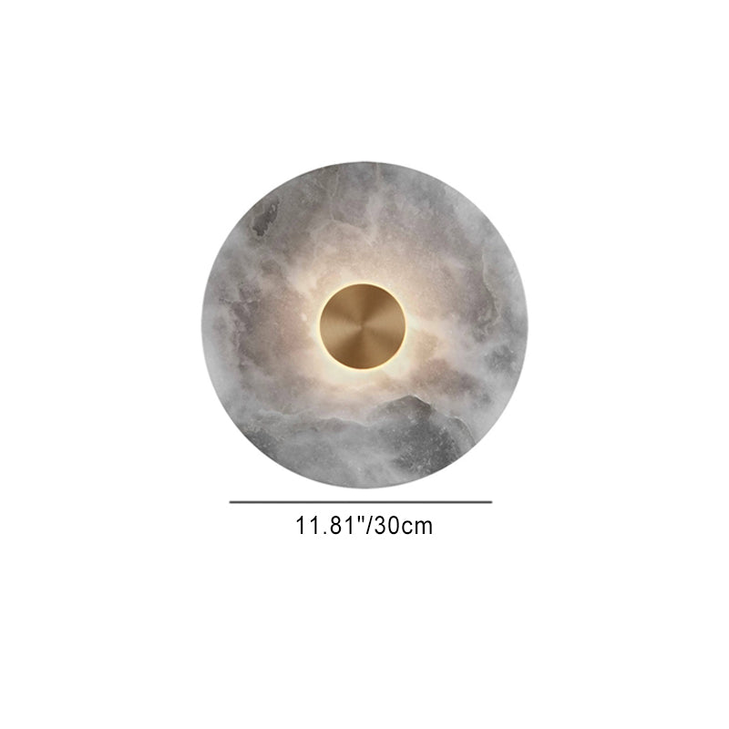 Round Iron Marble Bedroom Wall Lamp