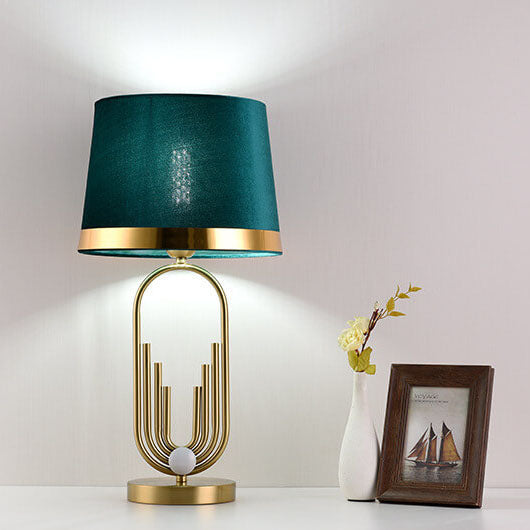 Fabric Gold Oval Ring Table Lamp