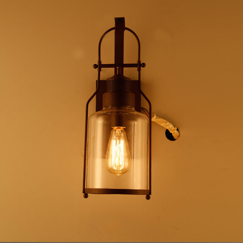 Iron Glass Jar Wall Lamp
