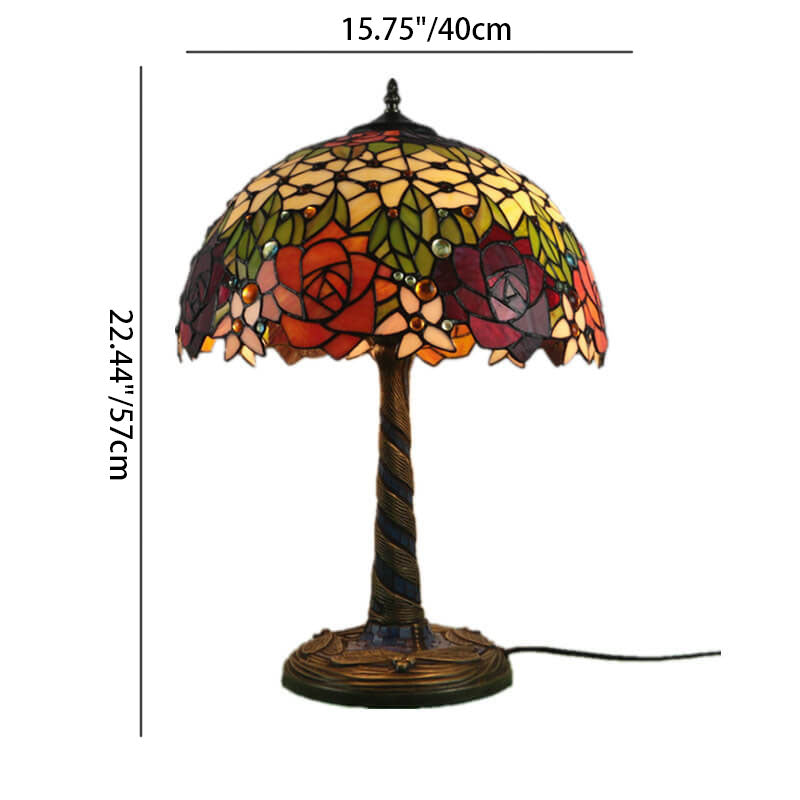 Flower Decor Stained Glass 2-Light Table Lamp