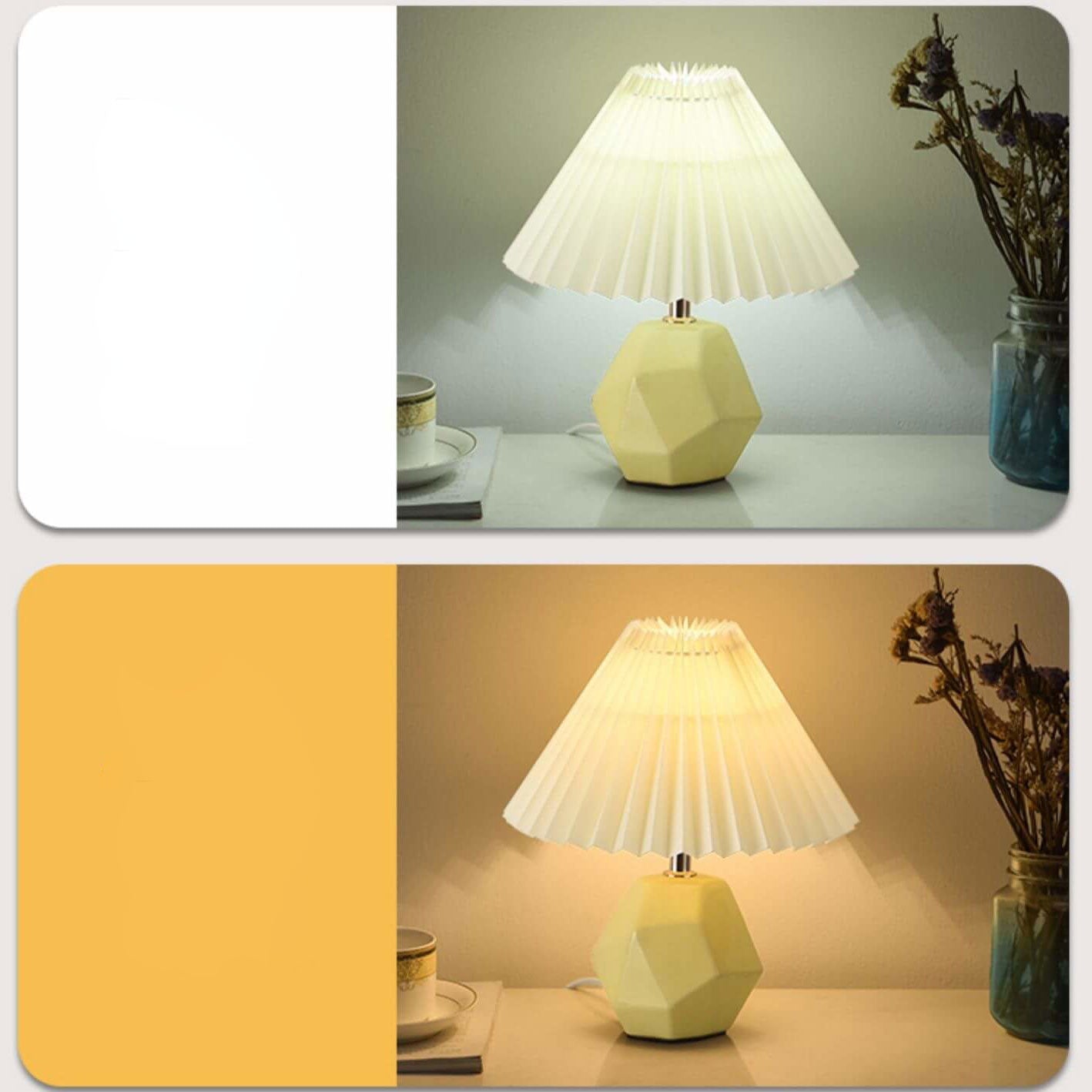 Milk Yellow Pleated Geometric Table Lamp