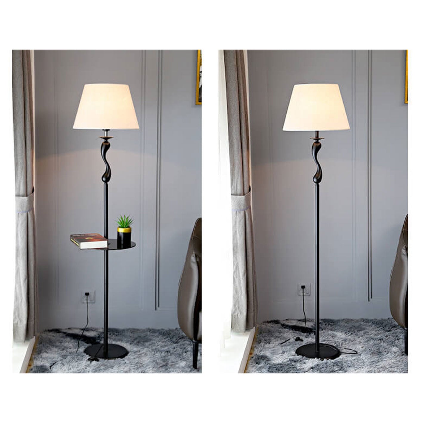 Linen Fabric Dome Iron Floor Lamp