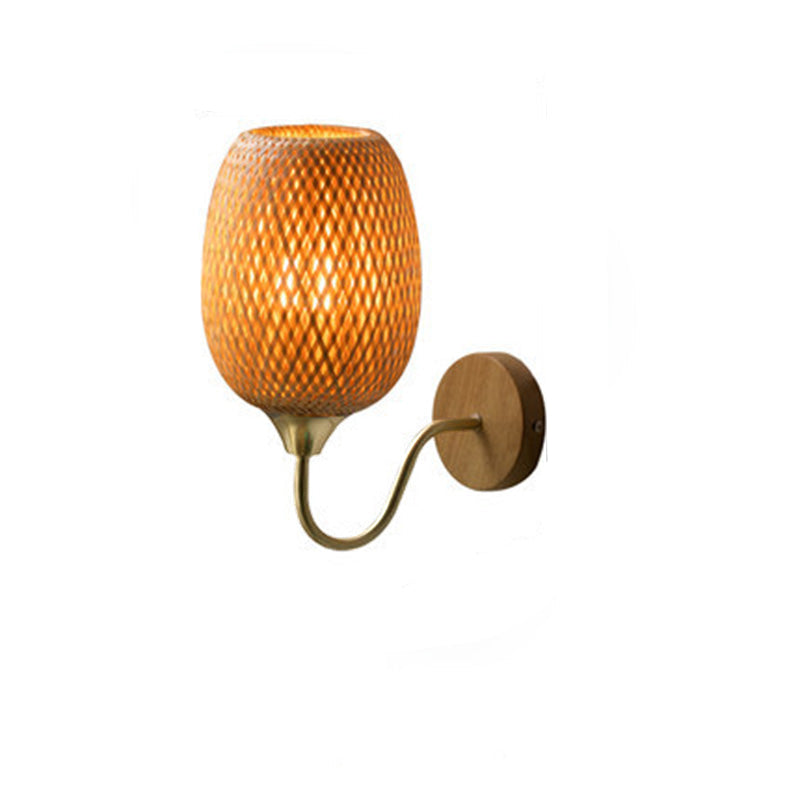 Bamboo Weaving Handwoven Round Wall Lamp
