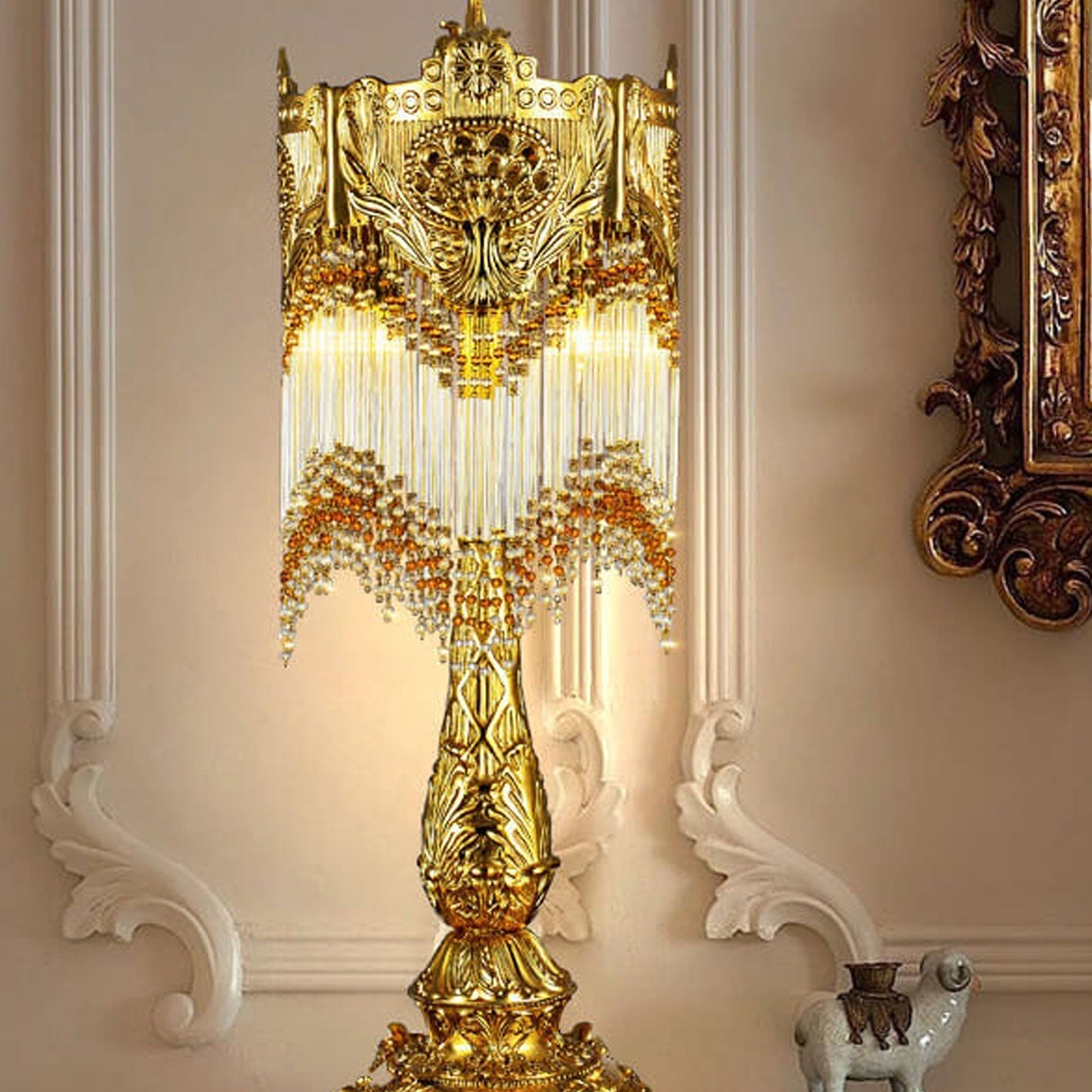 Brass Crystal Tassel Table Lamp