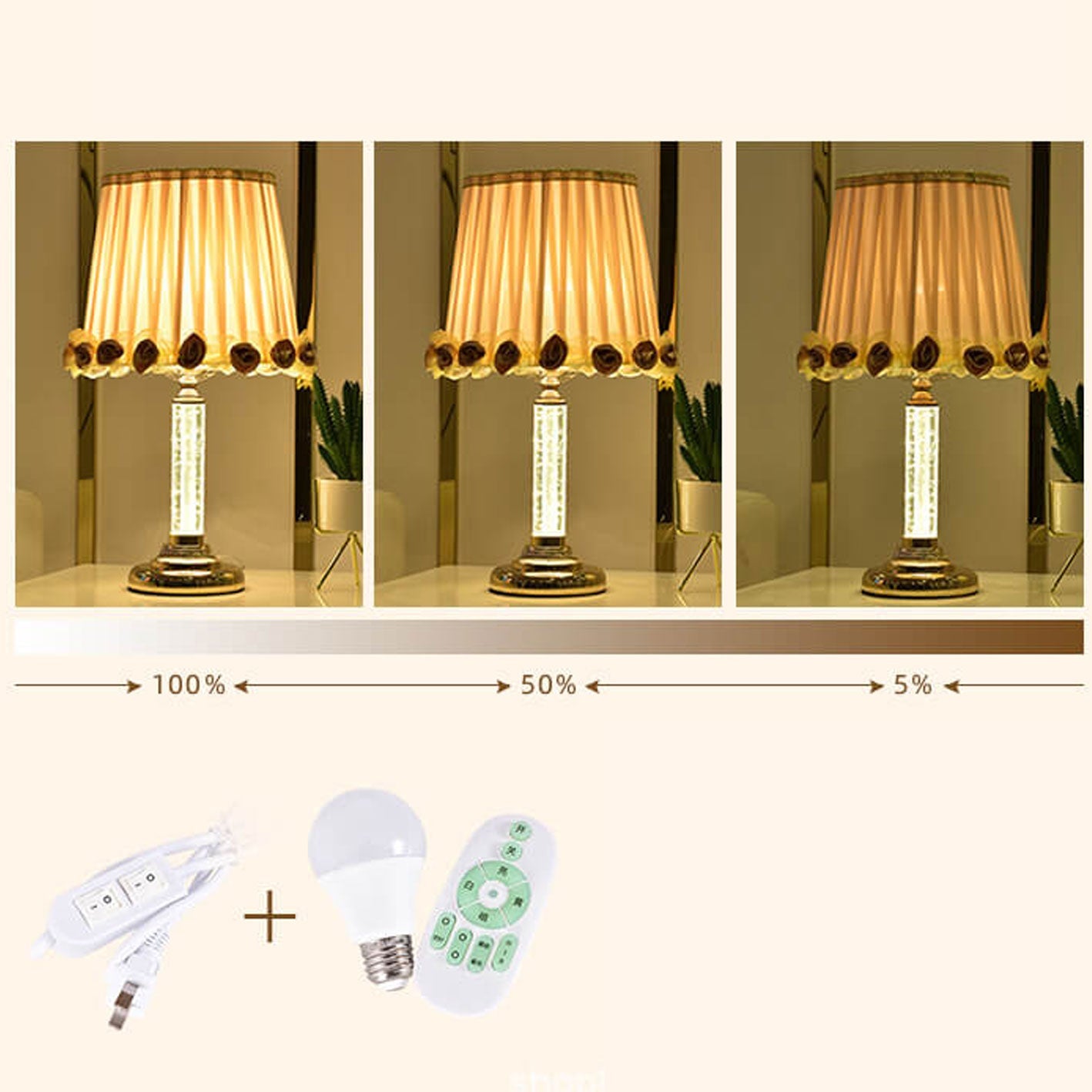Crystal Brightness Remote Control Table Lamp
