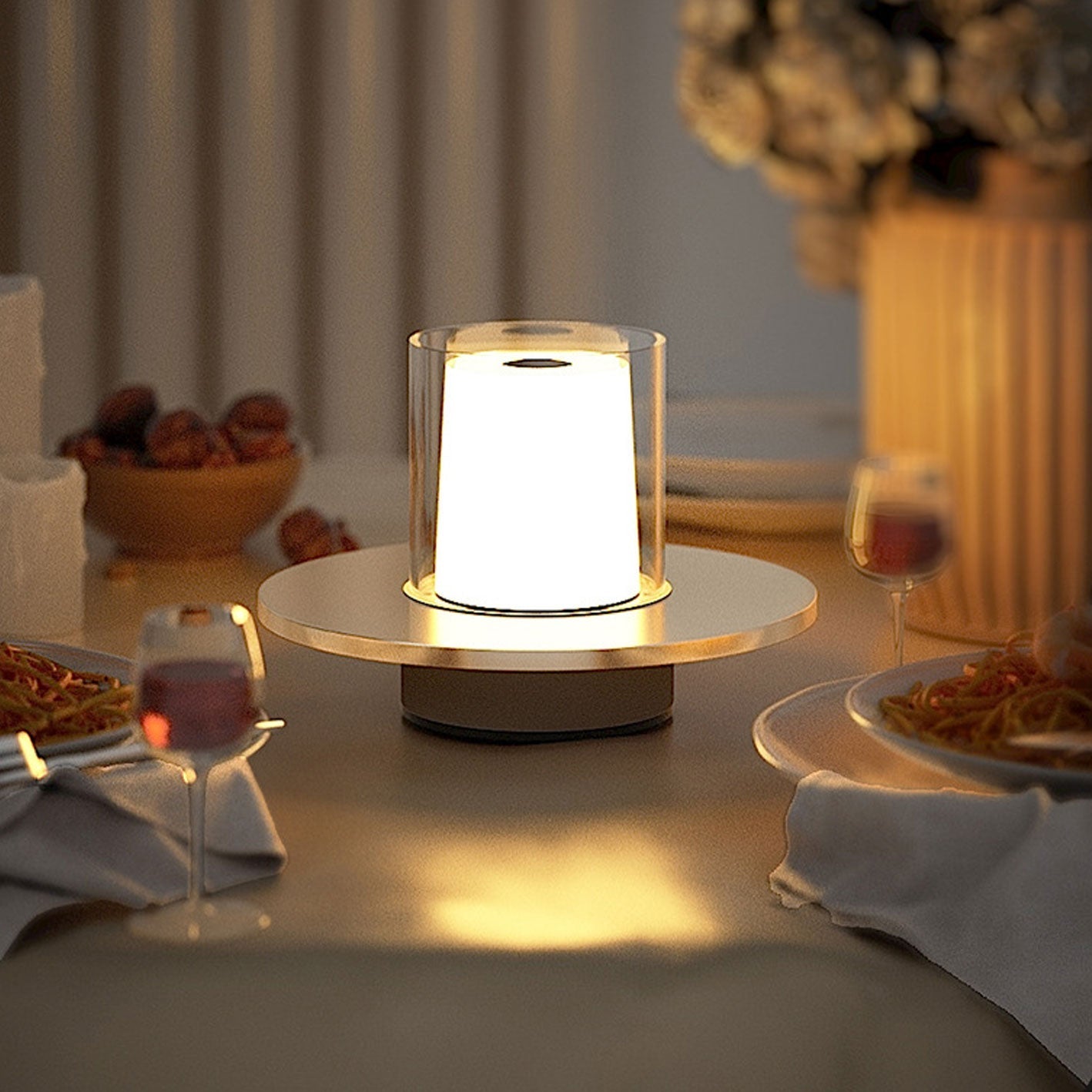 Cylindrical Candlestick Night Table Lamp