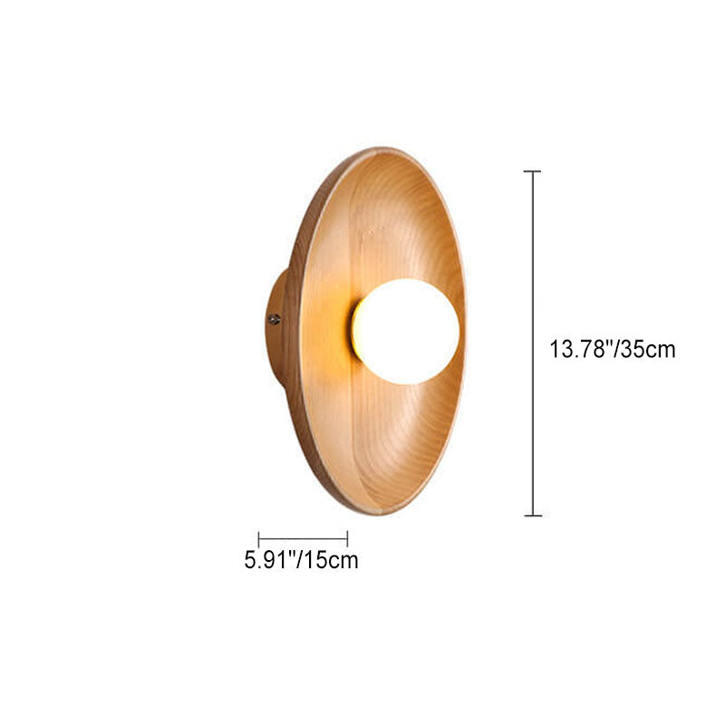 Round Disc Solid Wood Wall Lamp
