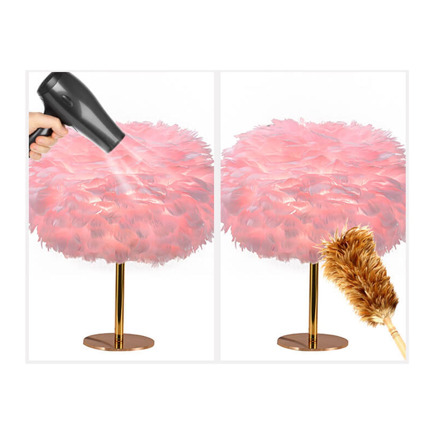 Goose Feather Round Iron Table Lamp