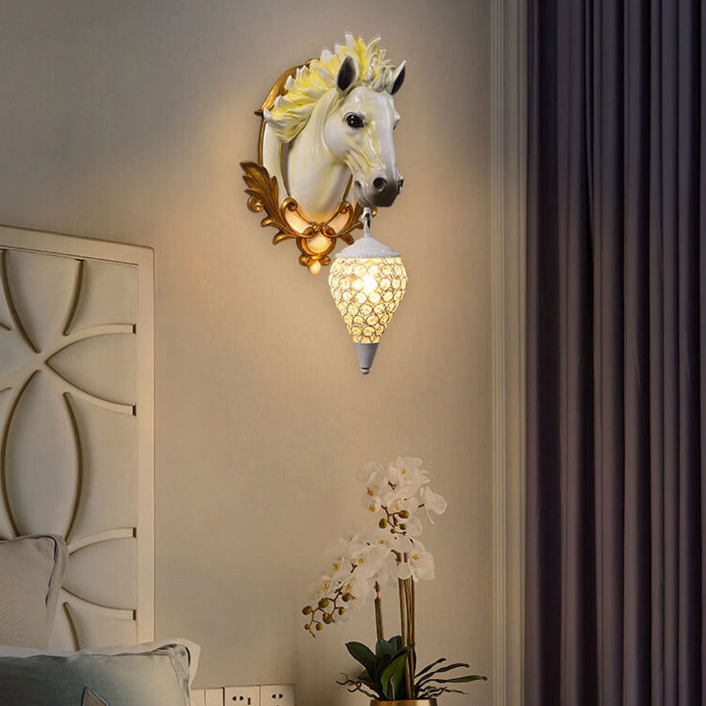 Resin Horse Head Lantern Wall Lamp