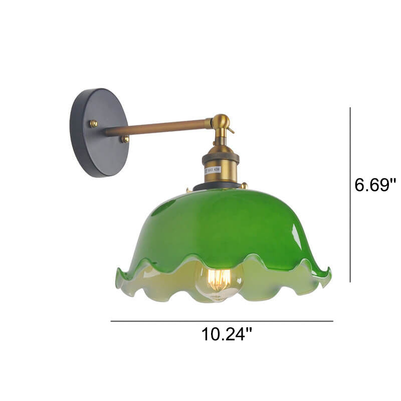 Green Glass Dome Wall Lamp