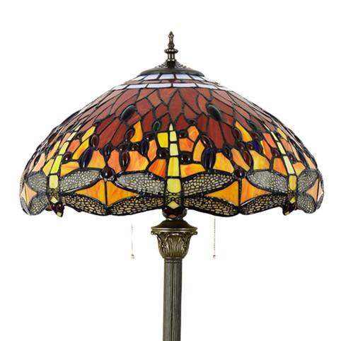 Vintage Tiffany Stained Glass 2-Light Floor Lamp