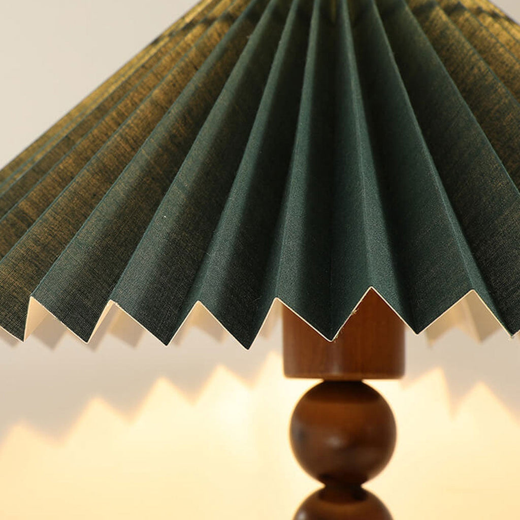 Dark Green Pleated Solid Table Lamp