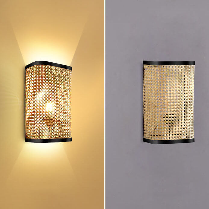 Rattan Weaving Square Wall Lamp