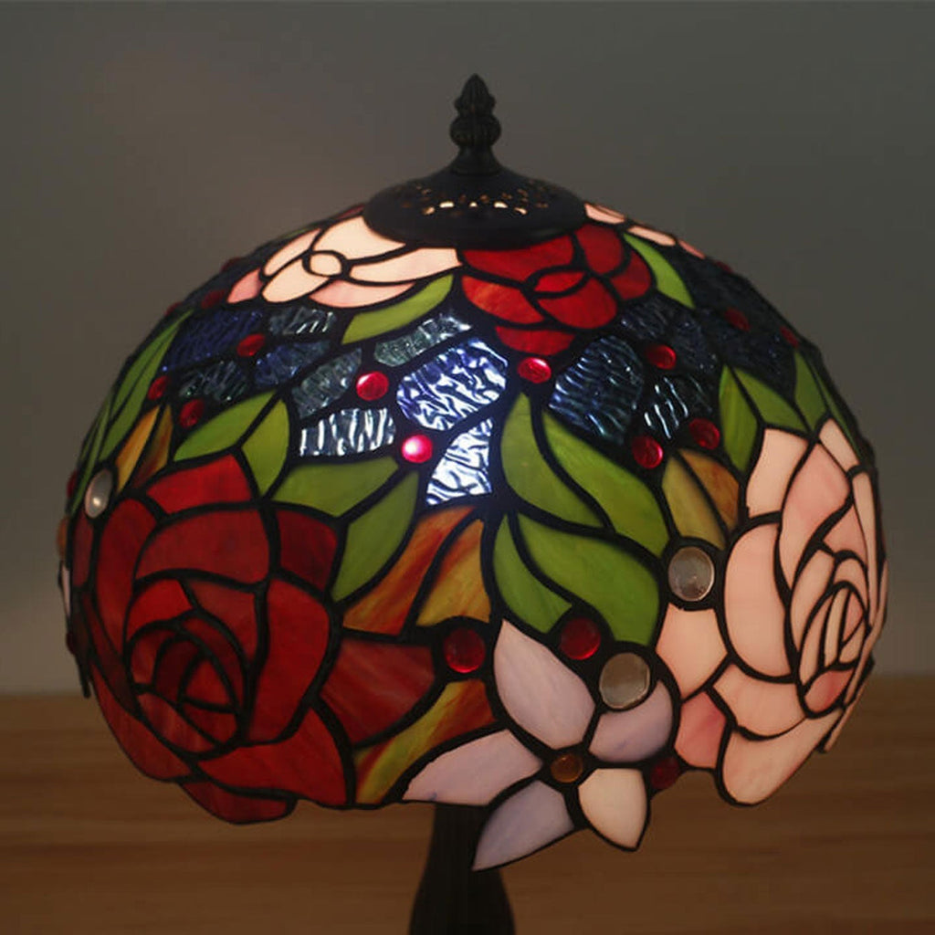 Rose Stained Glass Table Lamp