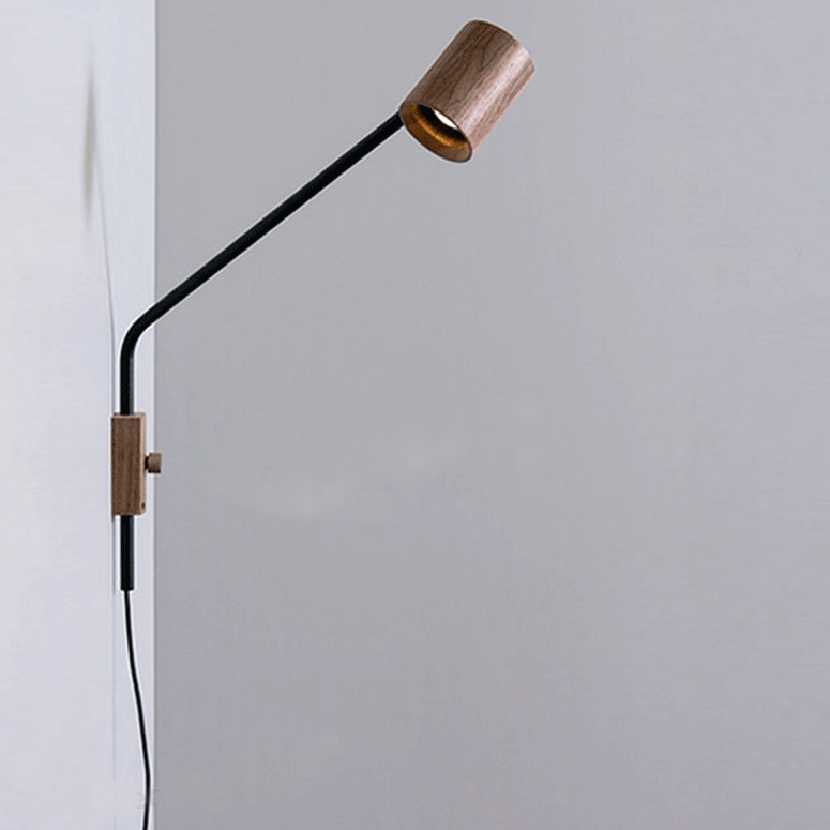 Wooden Cylinder Iron Bedroom Wall Lamp