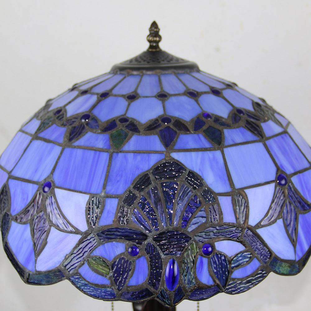Mediterranean Stained Glass Cone 2-Light Table Lamp